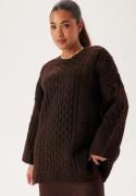 VILA Vikaia L/S OVERSIZE CABLE KNIT Coffee Bean L