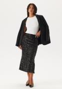 Pieces Pcserena Sequin Hw Midi Skirt Black Detail:black Detail XL