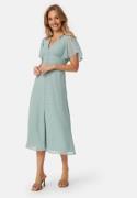 Bubbleroom Occasion Butterfly Sleeve Button Midi Dress Dusty green 38