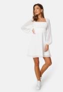 Bubbleroom Occasion Square Neck L/S Chiffon Dress White 40