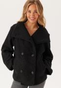 BUBBLEROOM High Neck Short Bouclé Coat Black XS