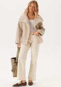 BUBBLEROOM High Neck Short Bouclé Coat Beige XS