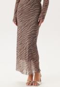 BUBBLEROOM Mesh Maxi Skirt Brown/Beige M