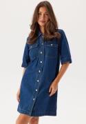 ONLY Onlbelle S/S BUTTON DRESS DNM  Dark Blue Denim S