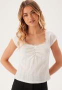 BUBBLEROOM Short Sleeve Pointelle Top White L