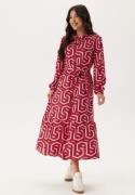 Happy Holly Viscose Long Sleeve Dress Red/Cream 36/38