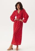 BUBBLEROOM Balloon Sleeve Maxi Dress  Red/Patterned 40