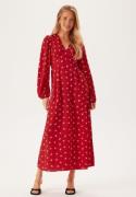 BUBBLEROOM Balloon Sleeve Maxi Dress  Red/Patterned 46