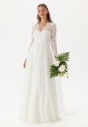 Bubbleroom Occasion  Scallop V-Neck Lace Gown White 44