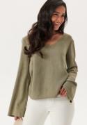 Happy Holly Linen Wide Sleeve Blouse Khaki green 32/34