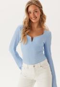 BUBBLEROOM Structured V-Neck Top Light blue XS