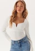 BUBBLEROOM Structured V-Neck Top White L