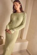 BUBBLEROOM Structure Knitted Dress Dusty green S