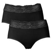 Trofe Lace Trimmed Midi Briefs Trosor 2P Svart bomull X-Large Dam