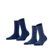 Falke Strumpor 2P Women Happy Stripe Socks Marin Randig Strl 39/42 Dam