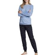 Calida Night Lovers Pyjama With Cuff Blå bomull Large Dam