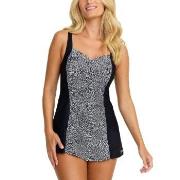Damella Esther Basic Swimsuit Dress Svart/Vit 46 Dam