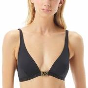 Michael Kors Logo Solids Triangle Bikini Top Svart nylon Small Dam