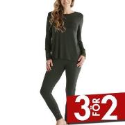 Damella Viscose Plain Pyjamas Set Oliv viskos Medium Dam