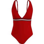 Tommy Hilfiger Plunge One Piece Swimsuit Röd X-Large Dam