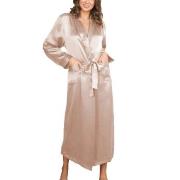 Lady Avenue Pure Silk Long Robe Pärlvit silke Medium Dam