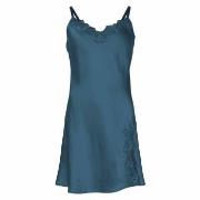 Lady Avenue Pure Silk Slip With Lace Petrol silke Large Dam