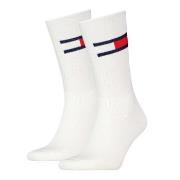 Tommy Men Uni TJ Flag Socks Strumpor 2P Vit Strl 39/42