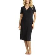 Damella Bamboo Plain Lace Short Sleeve Nightdress Svart Bambu X-Large ...