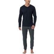 Schiesser Casual Essentials Long Sleeve Pyjamas Mörkblå bomull 56 Herr