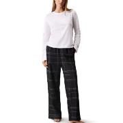 Calvin Klein Flannel Sleep LS Tee And Pant Set Vit/Svart polyamid Larg...