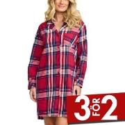 Damella Flannel Nightshirt Röd Mönstrad bomull Medium Dam