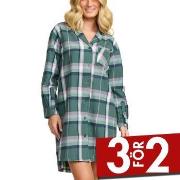 Damella Flannel Nightshirt Grön Mönstrad bomull Large Dam