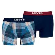 Levis Kalsonger 2P Plaid Aop Boxer Brief Marin/Blå bomull Large Herr