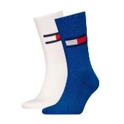 Tommy Men Uni TJ Flag Socks Strumpor 2P Vit/Blå Strl 39/42