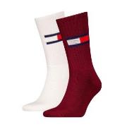 Tommy Men Uni TJ Flag Socks Strumpor 2P Vit/Röd Strl 35/38