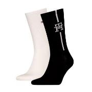 Tommy Hilfiger Strumpor 2P Monogram Sock Svart/Vit Strl 43/46 Herr