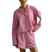 Polo Ralph Lauren Pyjama Set Rosa randig bomull Large Dam