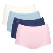 Sloggi Trosor 4P Basic Plus Maxi Panty Rosa/Blå bomull 42 Dam