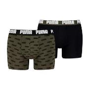 Puma Kalsonger 2P Everyday Aop Boxer Svart/Grön bomull Small Herr