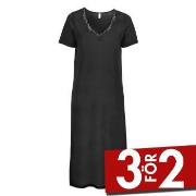 Damella Silk Short Sleeve Nightdress Svart silke XX-Large Dam