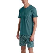 Calida Relax Imprint O Neck Short Pyjama Turkos bomull Large Herr