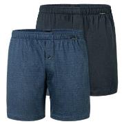 Schiesser Kalsonger 2P Long Boxershorts Blå/Blå bomull 5XL Herr
