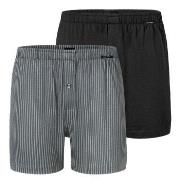 Schiesser Kalsonger 2P Long Boxershorts Svart/Grå bomull 4XL Herr