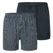 Schiesser Kalsonger 2P Long Boxershorts Blå Mönstrad bomull 6XL Herr