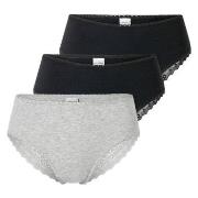 Schiesser Trosor 3P Modern Brazillian Slips Svart/Grå bomull 46 Dam