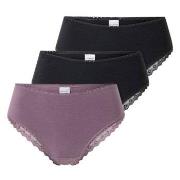 Schiesser Trosor 3P Modern Brazillian Slips Lila/Svart bomull 42 Dam