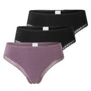 Schiesser Trosor 3P Modern Cheeky String Lila/Svart bomull 36 Dam