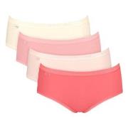 Sloggi Trosor 4P Basic Plus Midi Color Röd/Rosa bomull 46 Dam