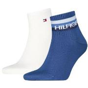 Tommy Hilfiger Strumpor 2P Logo Ankle Socks Cotton Blend Vit/Blå Strl ...