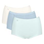 Sloggi Trosor 3P Basic Plus Maxi Colored Vit/Ljusblå bomull 58 Dam
